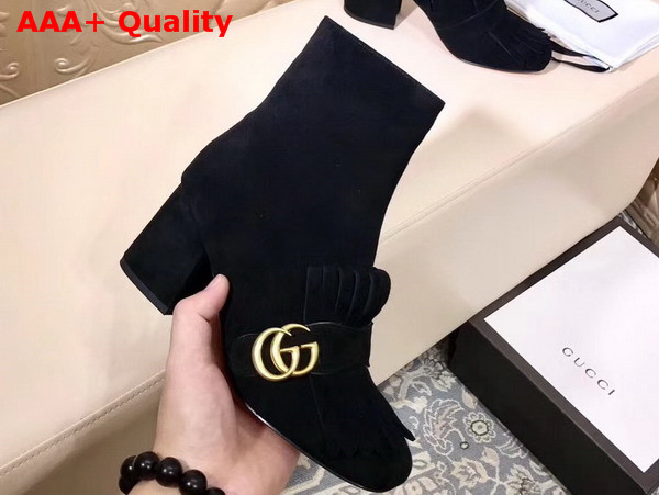 Gucci Suede Ankle Boot with Double G Hardware Black Suede Calf Replica