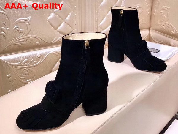 Gucci Suede Ankle Boot with Double G Hardware Black Suede Calf Replica