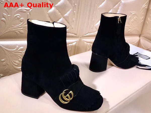 Gucci Suede Ankle Boot with Double G Hardware Black Suede Calf Replica