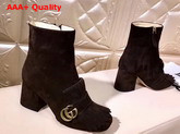 Gucci Suede Ankle Boot with Double G Hardware Dark Brown Suede Calf Leather Replica