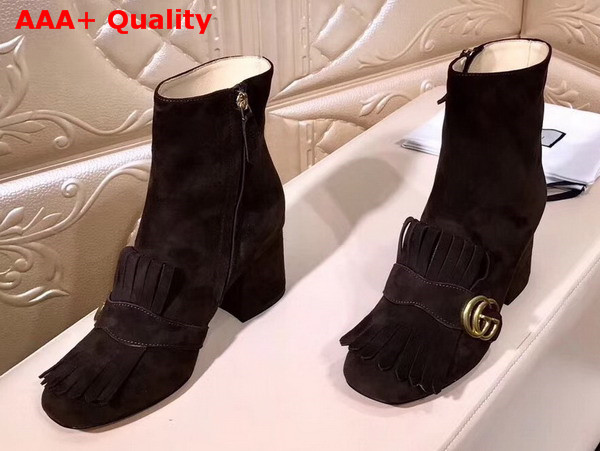 Gucci Suede Ankle Boot with Double G Hardware Dark Brown Suede Calf Leather Replica