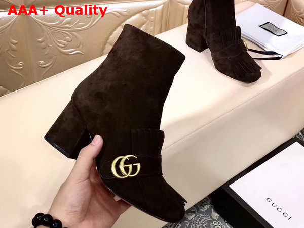 Gucci Suede Ankle Boot with Double G Hardware Dark Brown Suede Calf Leather Replica