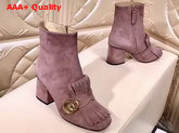 Gucci Suede Ankle Boot with Double G Hardware Pink Suede Calf Leather Replica