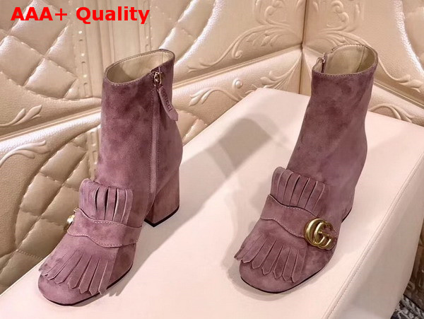 Gucci Suede Ankle Boot with Double G Hardware Pink Suede Calf Leather Replica