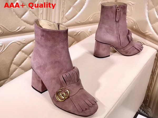 Gucci Suede Ankle Boot with Double G Hardware Pink Suede Calf Leather Replica