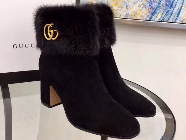 Gucci Suede Ankle Boot with Rabit Fur in Black