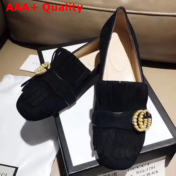 Gucci Suede Ballet Flat in Black Suede Replica