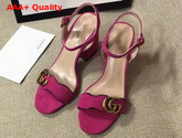 Gucci Suede Leather Sandal in Fuchsia with Double G Gold Toned Hardware Replica