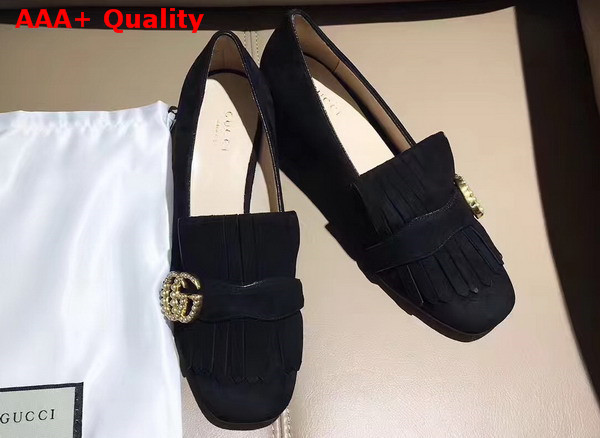 Gucci Suede Mid Heel Pump in Black Suede Replica