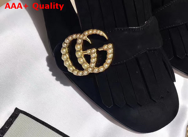 Gucci Suede Mid Heel Pump in Black Suede Replica