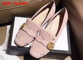 Gucci Suede Mid Heel Pump in Light Pink Suede Replica