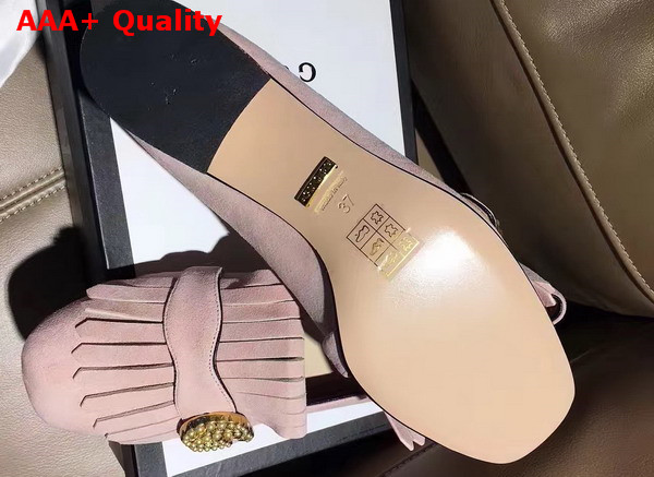 Gucci Suede Mid Heel Pump in Light Pink Suede Replica