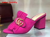 Gucci Suede Mid Heel Slide Hot Pink Replica