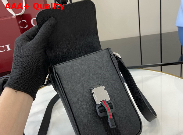 Gucci Super Mini Crossbody Bag in Black Soft Grainy Leather 800312 Replica