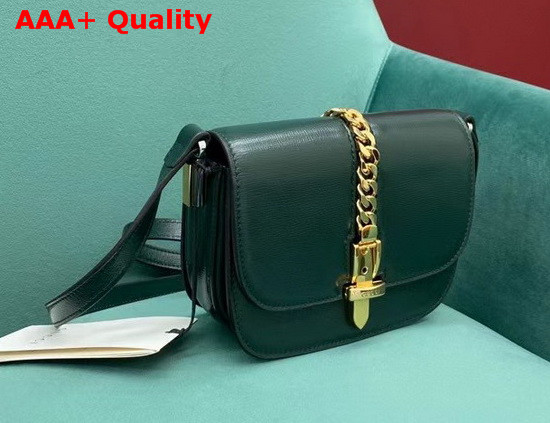 Gucci Sylvie 1969 Mini Shoulder Bag in Green Leather 615965 Replica