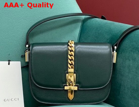 Gucci Sylvie 1969 Mini Shoulder Bag in Green Leather 615965 Replica