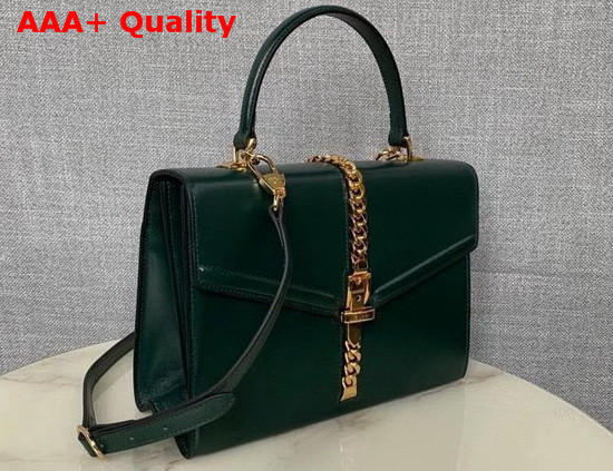 Gucci Sylvie 1969 Small Top Handle Bag in Green Leather 602781 Replica