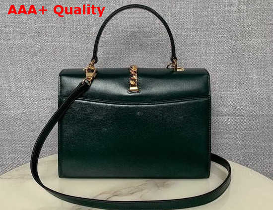 Gucci Sylvie 1969 Small Top Handle Bag in Green Leather 602781 Replica