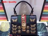 Gucci Sylvie Animal Studs Leather Mini Bag in Black Leather Replica