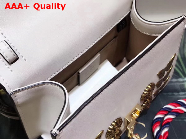 Gucci Sylvie Animal Studs Leather Mini Bag in White Leather Replica