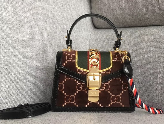 Gucci Sylvie GG Velvet Mini Bag Brown GG Velvet