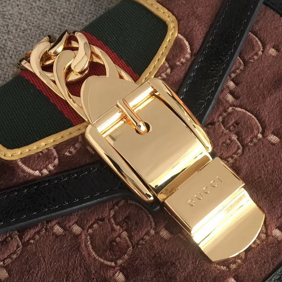 Gucci Sylvie GG Velvet Mini Bag Brown GG Velvet