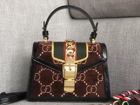 Gucci Sylvie GG Velvet Mini Bag Brown GG Velvet