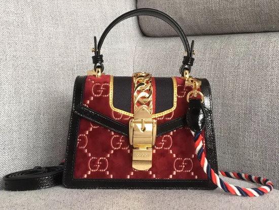 Gucci Sylvie GG Velvet Mini Bag Red GG Velvet