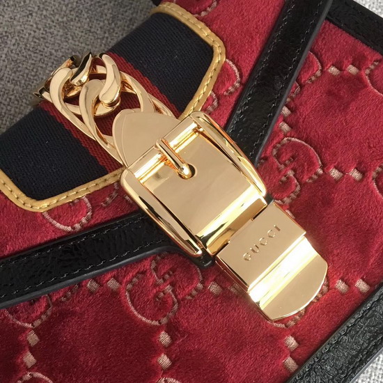 Gucci Sylvie GG Velvet Mini Bag Red GG Velvet