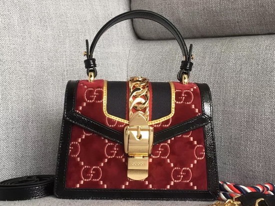 Gucci Sylvie GG Velvet Mini Bag Red GG Velvet