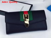 Gucci Sylvie Leather Continental Wallet in Black Leather Replica