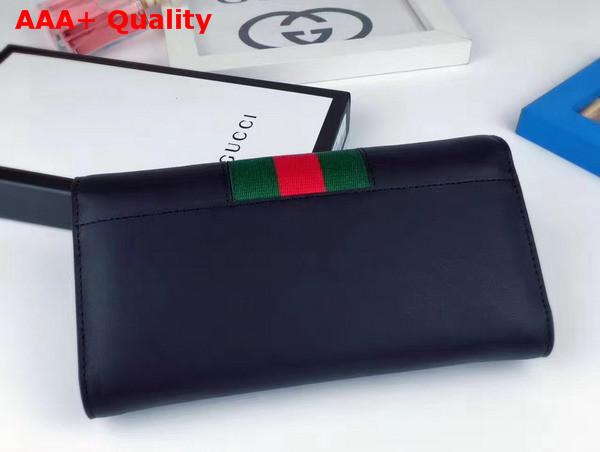 Gucci Sylvie Leather Continental Wallet in Black Leather Replica