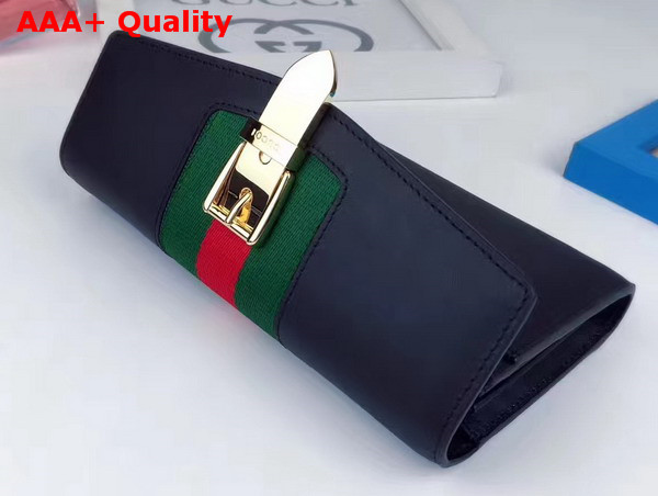 Gucci Sylvie Leather Continental Wallet in Black Leather Replica