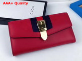 Gucci Sylvie Leather Continental Wallet in Hibiscus Red Leather Replica