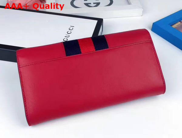 Gucci Sylvie Leather Continental Wallet in Hibiscus Red Leather Replica