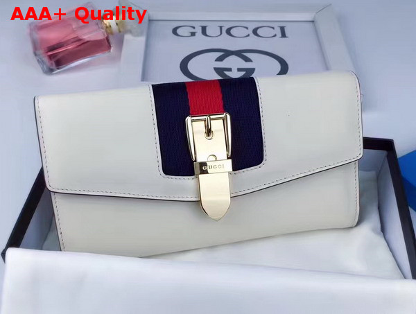 Gucci Sylvie Leather Continental Wallet in White Leather Replica