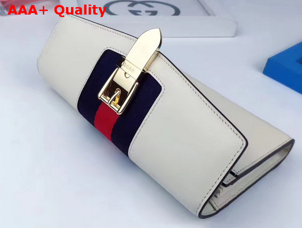 Gucci Sylvie Leather Continental Wallet in White Leather Replica