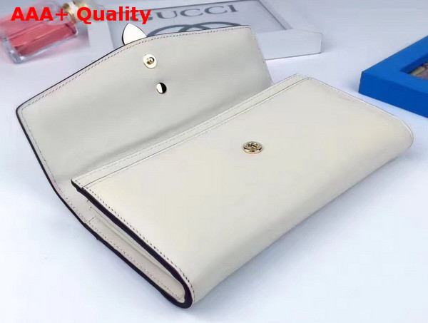 Gucci Sylvie Leather Continental Wallet in White Leather Replica