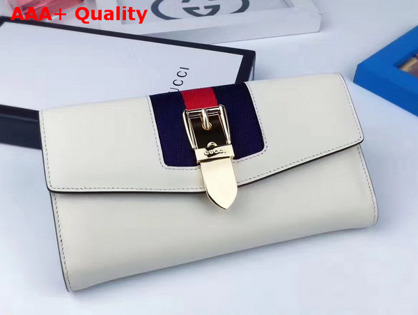 Gucci Sylvie Leather Continental Wallet in White Leather Replica