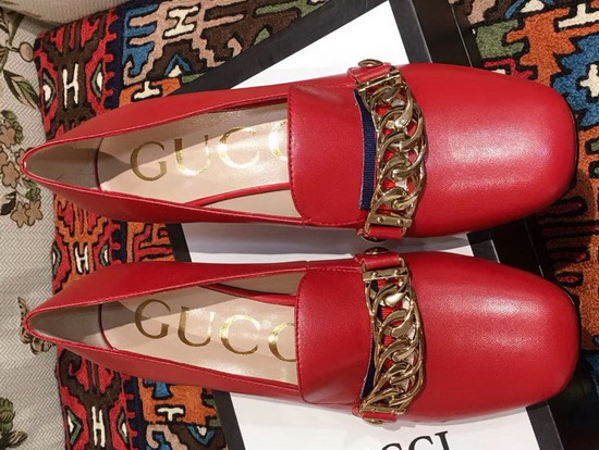 Gucci Sylvie Leather Mid Heel Pump in Red Leather 537539