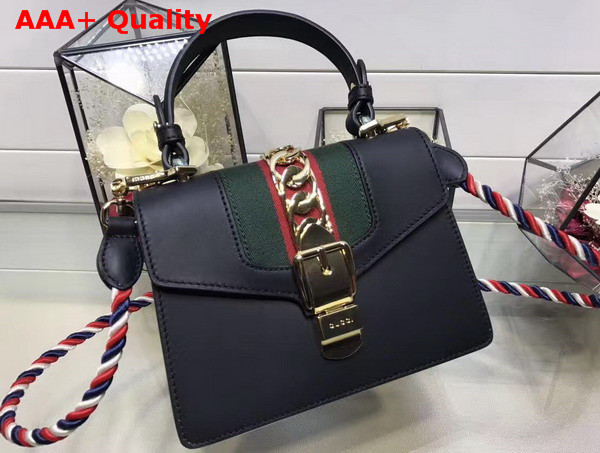 Gucci Sylvie Leather Mini Bag in Black Replica