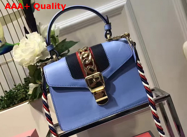 Gucci Sylvie Leather Mini Bag in Light Blue Replica