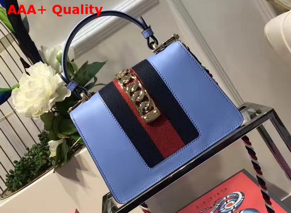 Gucci Sylvie Leather Mini Bag in Light Blue Replica