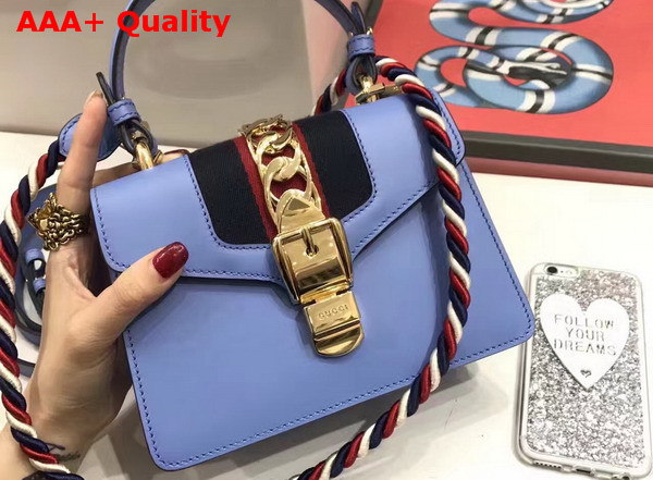 Gucci Sylvie Leather Mini Bag in Light Blue Replica