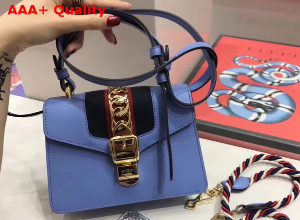 Gucci Sylvie Leather Mini Bag in Light Blue Replica