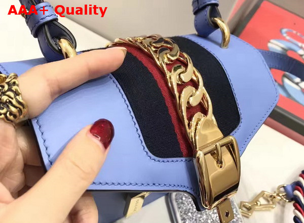 Gucci Sylvie Leather Mini Bag in Light Blue Replica