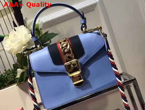 Gucci Sylvie Leather Mini Bag in Light Blue Replica