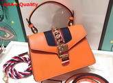 Gucci Sylvie Leather Mini Bag in Orange Smooth Calfskin Replica