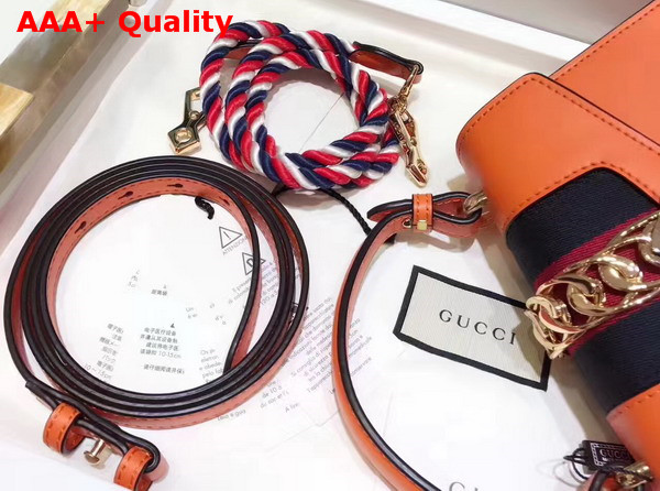 Gucci Sylvie Leather Mini Bag in Orange Smooth Calfskin Replica