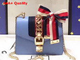 Gucci Sylvie Leather Mini Chain Bag Light Blue Leather Replica